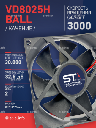 Вентилятор  VD8025H Ball (качения) 12V - st-e.info - Тамбов
