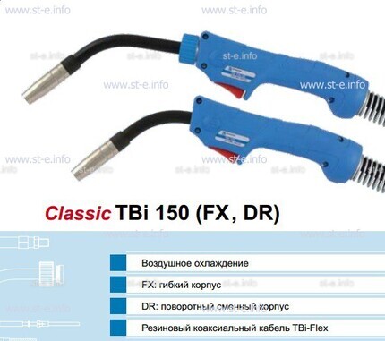 Горелка для полуавтоматической сварки TBi 150-blue-ESG, длина 3 метра - st-e.info - Тамбов